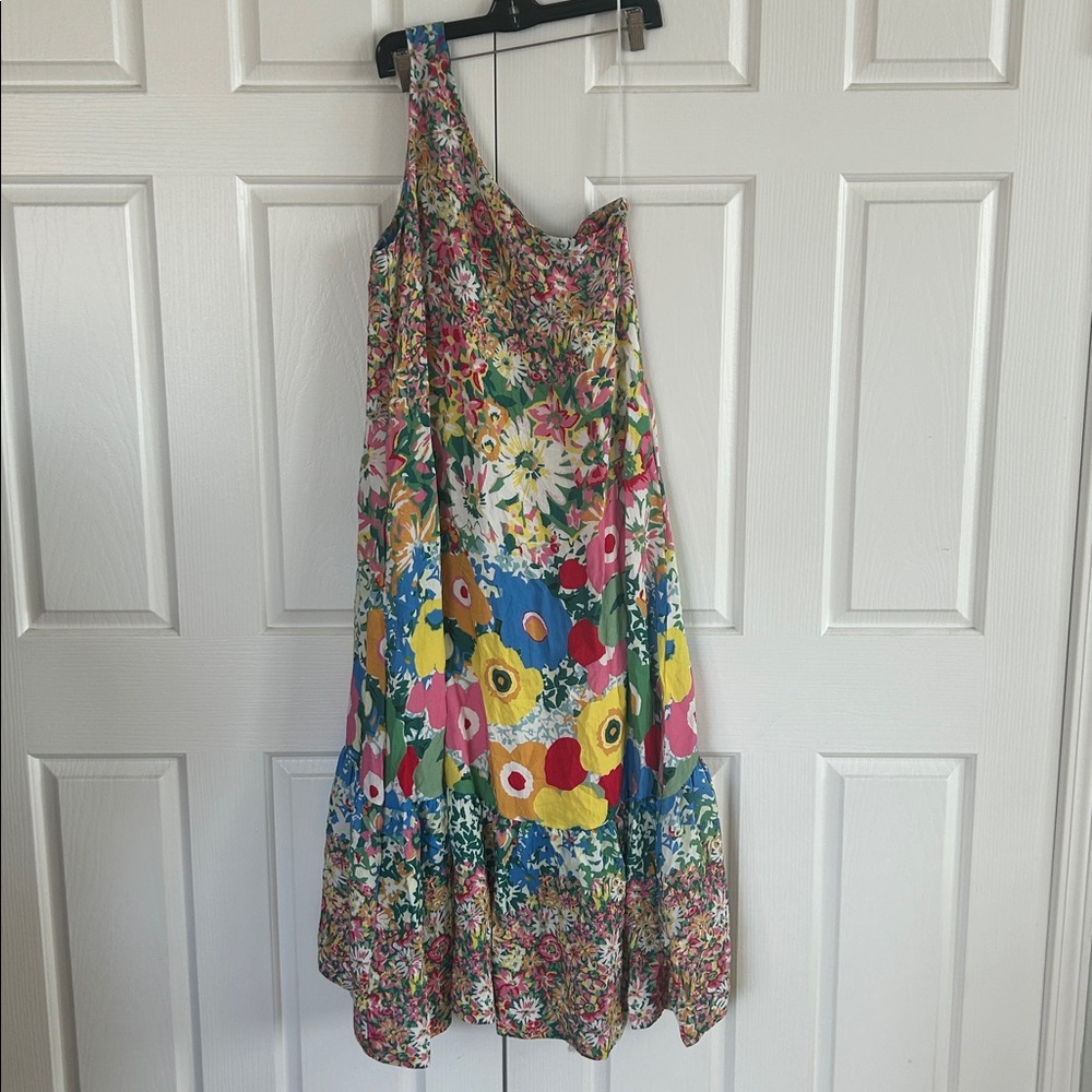 Anthropologie Sarah Campbell Floral One Shoulder Ruffle Hem Maxi Dress **Sz S**🌸 - Picture 2 of 7